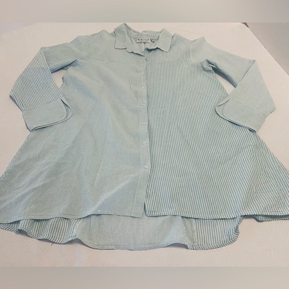 HABITAT Light Blue Striped Button-Down Tunic, size S